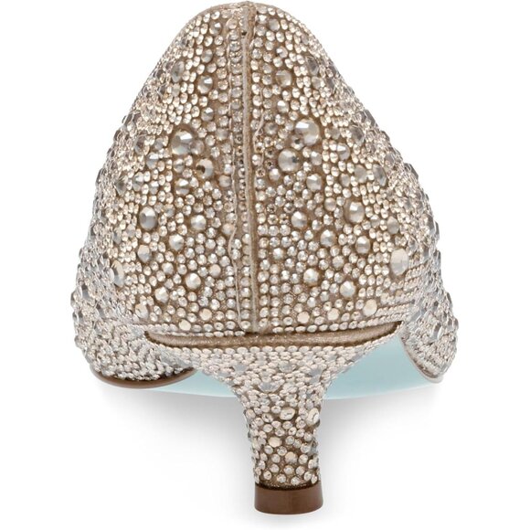 NWB Betsey Johnson Scout Rhinestone Pumps, Light Gold - Picture 7 of 9